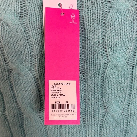Lilly Pulitzer Turquoise Cable Knit Sweater - Picture 6 of 6